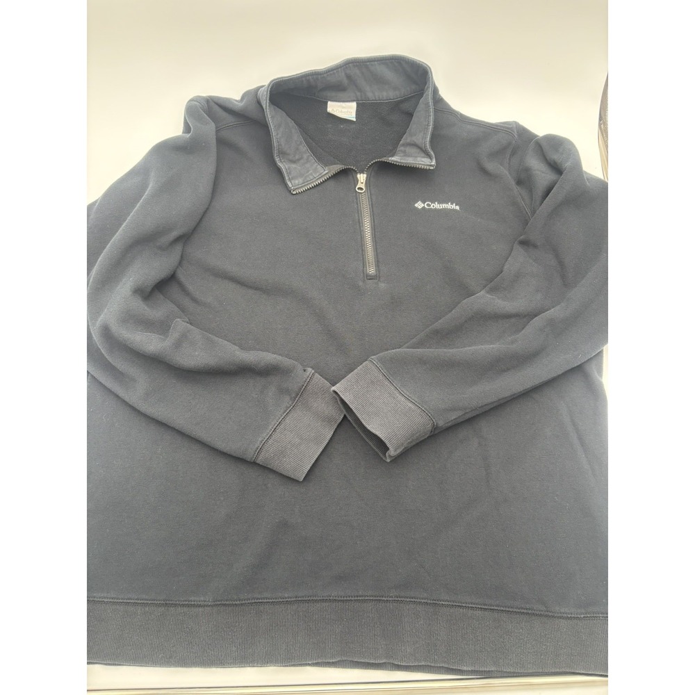 Columbia Men's Gray Cotton Blend 1/4 Zip Mock Neck Logo Pullover Sweatshirt XL